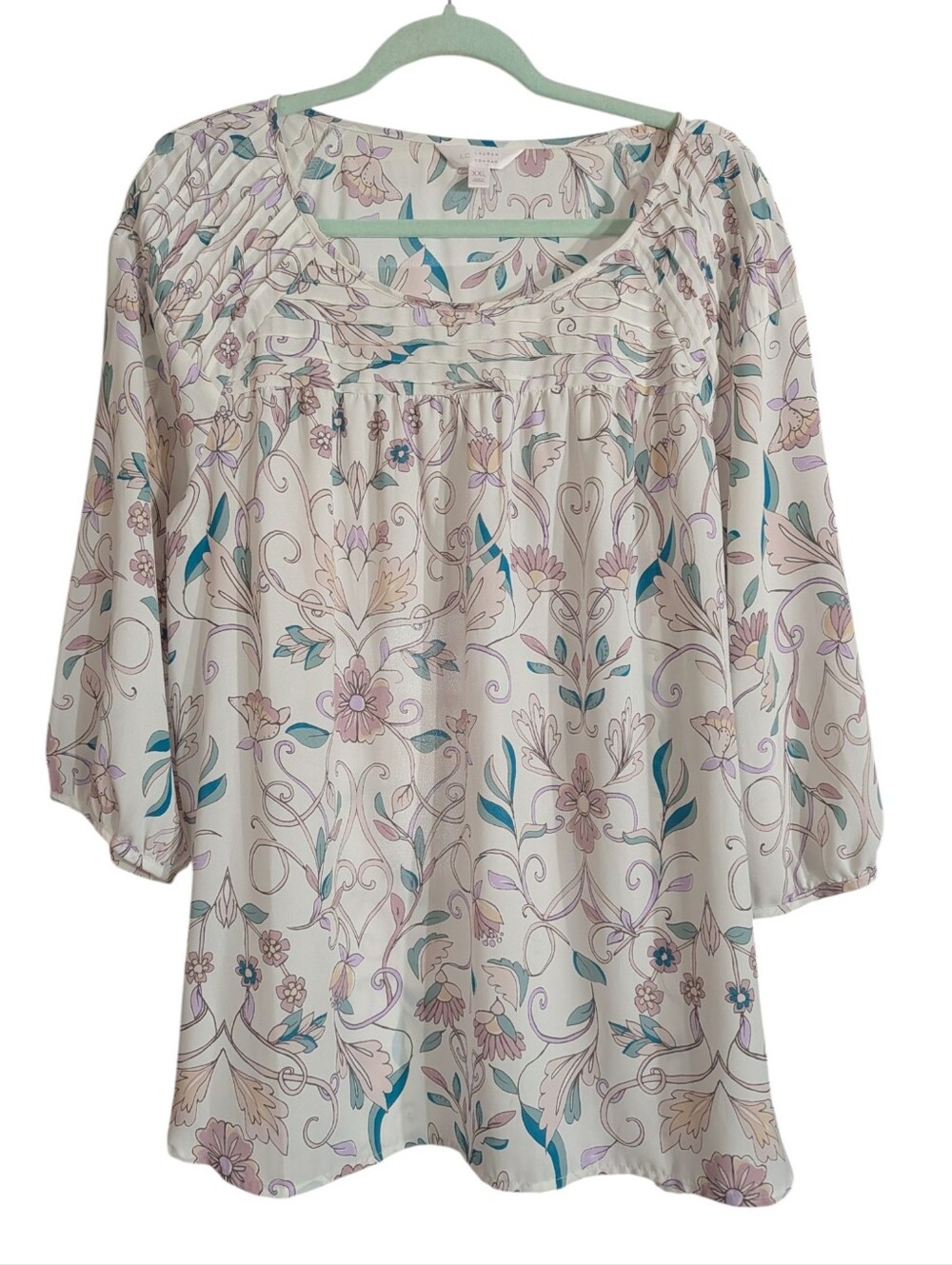 Lauren Conrad XXL Floral Peasant Blouse | Romantic Cottagecore Boho Top - Picture 2 of 9